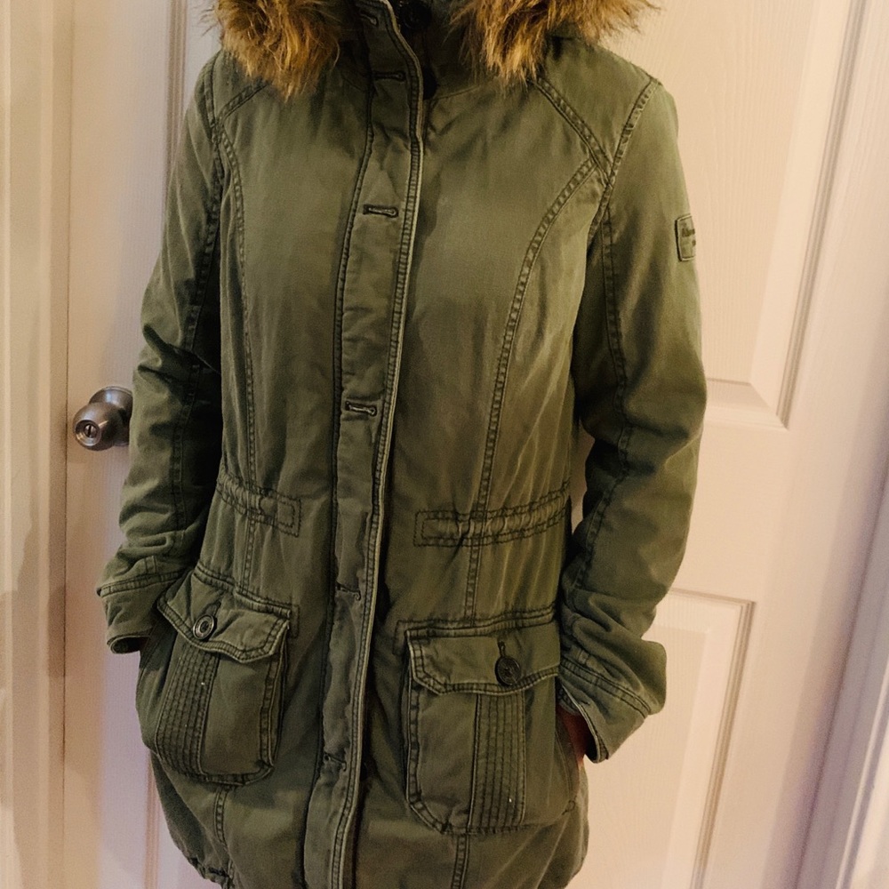 Olive Utility Coat Abercrombie & Fitch, Medium